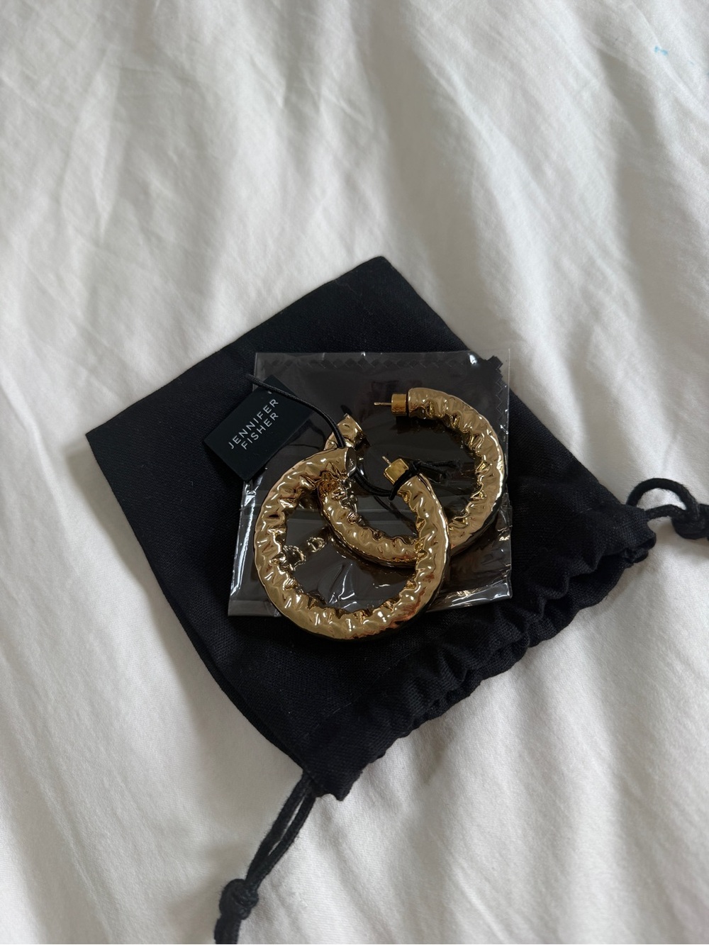 Jennifer Fisher Gold Textured Hoop Earrings